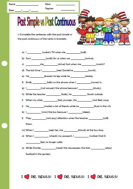 Past Simple Vs Past Continuous Grammar Worksheet Esl Worksheet By