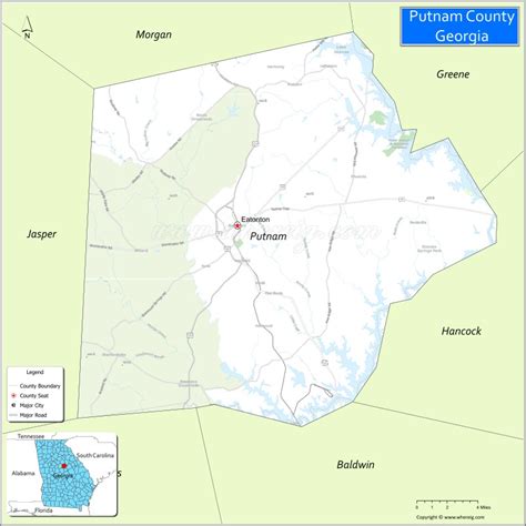 Map Of Putnam County Georgia Where Is Located Cities Population