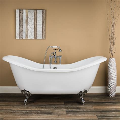 Clawfoot bathtubs have been around since victorian times, with their popularity waxing and individually handcrafted, this copper bathtub with is solid bronze feet are a testament to great. Serenity 72 Inch Acrylic Double Slipper Clawfoot Tub - Rim ...