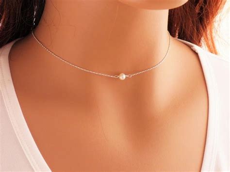 Pearl Choker Necklace Freshwater Pearl Tiny Pearl Necklace Etsy