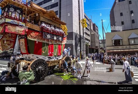 Gion Matsuri Gion Festival Chariot Parade Pulling The Ofuneboko