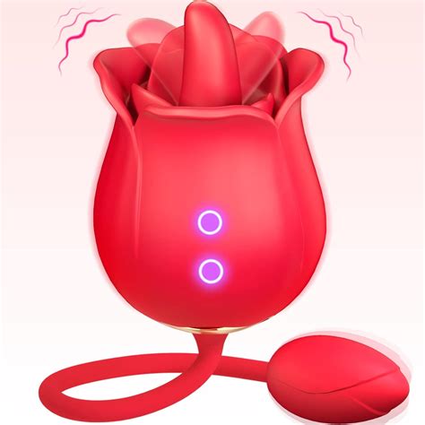 Rose Toy Vibrator For Women Tongue Licking Vibrator With Vibrating Egg G Spot Rose