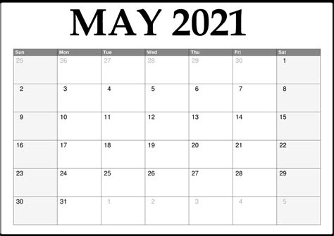 Printable May 2021 Calendar Pdf Calendar Printables Free Templates