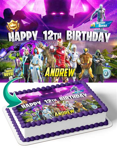Fornite Battle Royale Gamers Kids Advance Pass Edible Cake Toppers