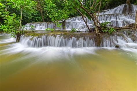Noppiboon Waterfall In Tropical Rain Forest At Sangkhlaburi