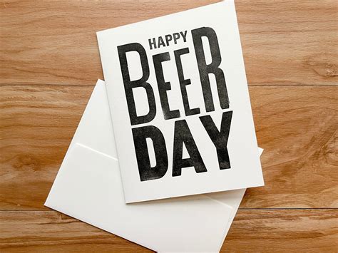 Happy Beer Day Birthday Letterpress Card Etsy