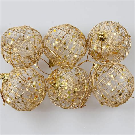 6pcslot Diy Christmas Tree Ball Decorations Creative Hollowed Gold