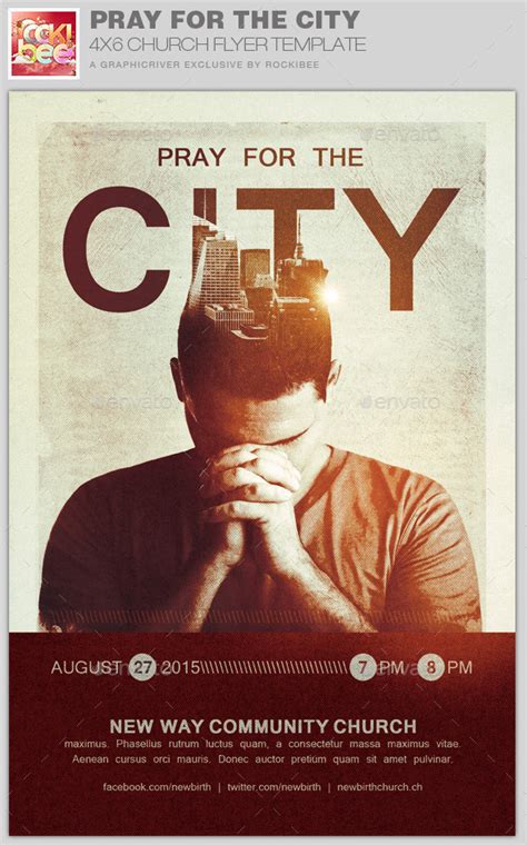 Pray For The City Church Flyer Template By Rockibee Graphicriver