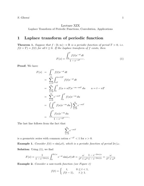 1 laplace transform of periodic function