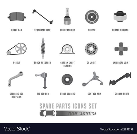 Spare Parts Icons Set Royalty Free Vector Image
