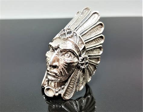 American Indian Sterling Silver Indian Tribal Chief Ring Native