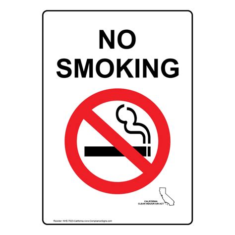 No Smoking Sign Nhe 7023 California No Smoking