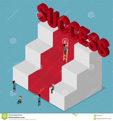 Flat 3d Isometric Different People Try To Success Stairs To Success