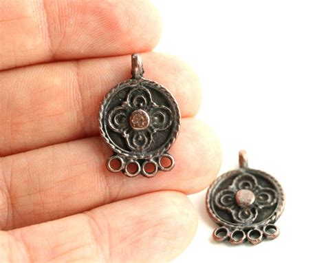 Copper Earring Connectors Chandelier Round Charms With Loop Etsy