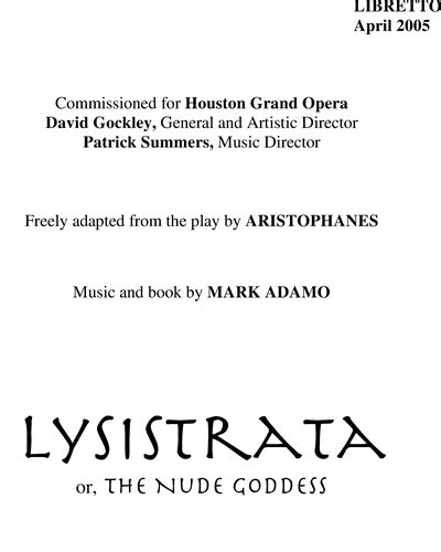 Lysistrata Or The Nude Goddess Sheet Music By Mark Adamo Nkoda