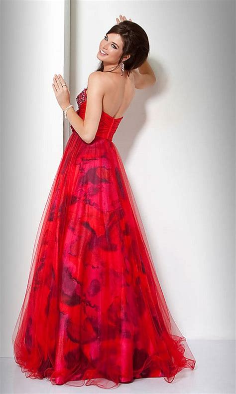 White dresses aren't just for weddings and proms anymore. Red Jovani Floral Ball Gown Prom Dress | Ball gowns, Prom ...