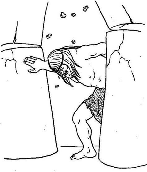 It features a ctr shield and the words choose the right. Samson Pushing Pillars Coloring Page: Samson Pushing ...