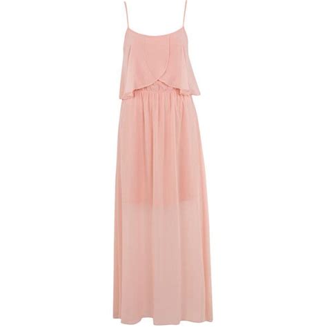 Miss Selfridge Peach Frill Front Maxi Dress 80 Found On Polyvore