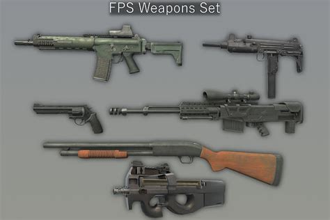D Model Fps Weapons Set Vr Ar Low Poly Cgtrader