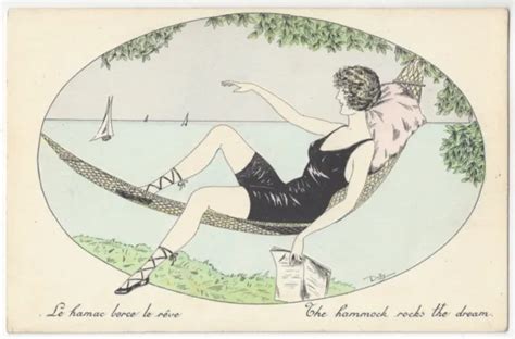 S Artist Signed Art Deco Woman In Bathing Suit Vintage French