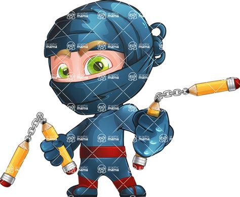 Ninja Warrior Cartoon Vector Character Illustrations Aka Toshi Fight