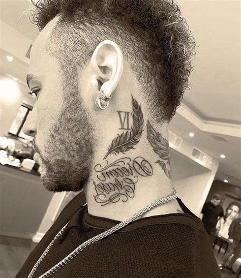Feather Tattoo Ideas For Men Neymar Jr Tattoos Neck Tattoo Neymar