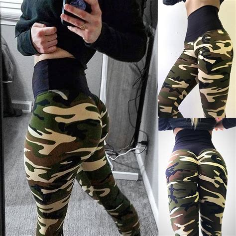 Vertvie 2019 Sexy Women Camo Print Pants Slim Fit Yoga Running Pants