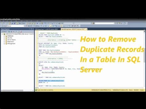 How To Remove Duplicate Records From A Table In Sql Server Youtube