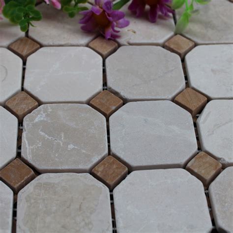 Stone Mosaic Tile Square Brown Patterns Washroom Wall Marble Kitchen