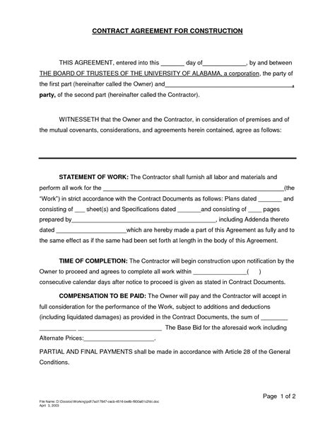 architectural contract documents - Google Search | Contract template, Contractor contract, Contract