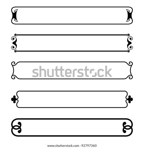 Set Simple Black Banners Border Frame Stock Vector Royalty Free