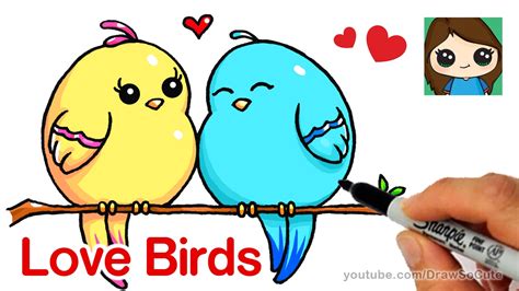 How To Draw Cartoon Love Birds Easy Youtube