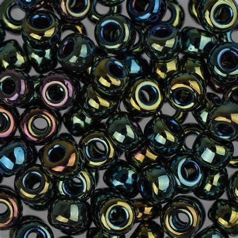60 Miyuki Seed Beads 0453 Opaque Green Iris 22g I Bead Inc