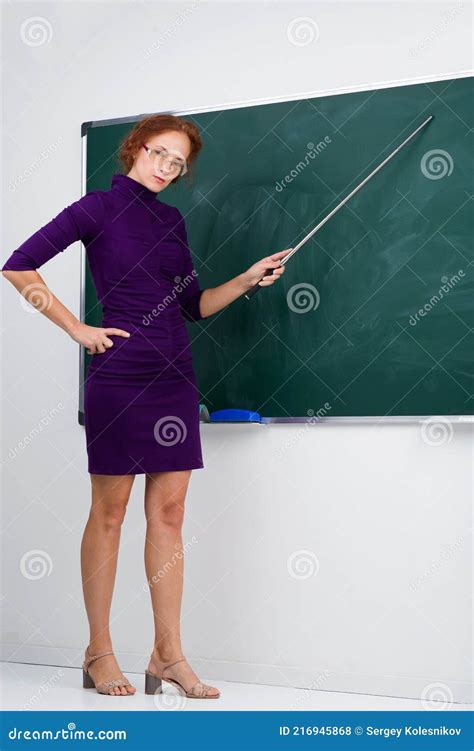 Teacher Standing In Front Of Blackboard Stock Photo Image Of Adult
