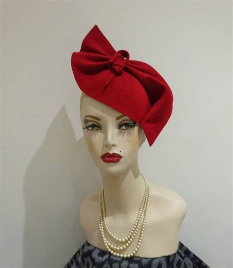 Claret Red Sculptured Felt 1940s Inspired Hat Vintage Style Etsy Uk