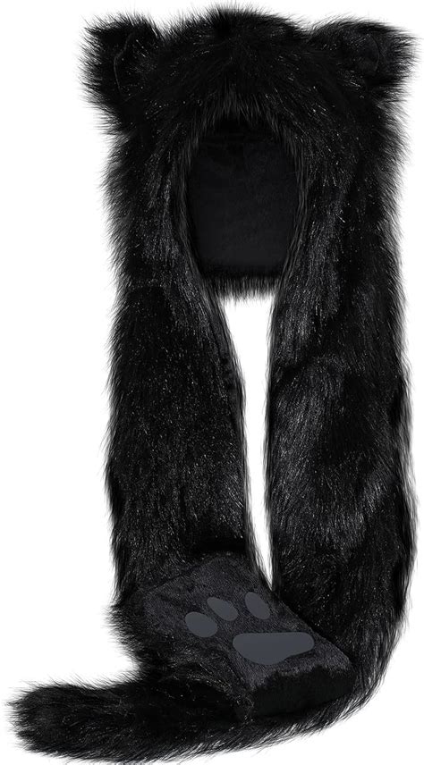 Buy Wolf Faux Animal Hoods Hat Furry Hat Mittens Gloves Scarf Paws Ears