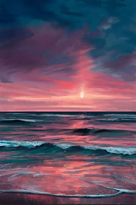 Ocean Sunset Acrylic Painting 8x10 Sunrise Painting Sunset Art