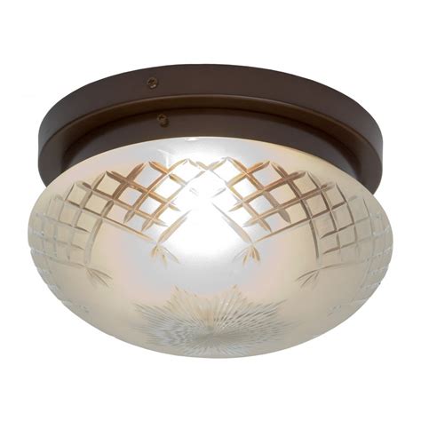 Circular Glass Flush Fitting Ceiling Light With Aged Antique Border