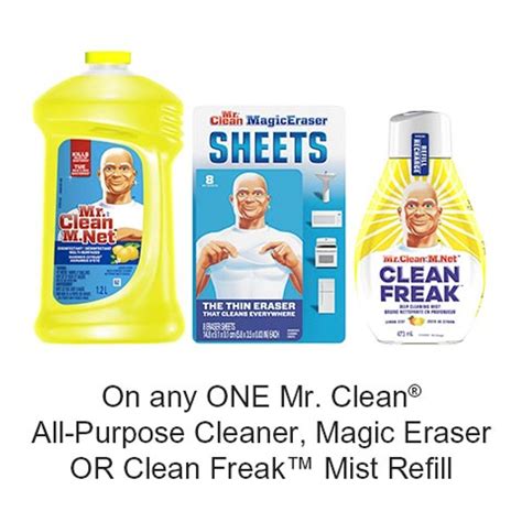 Save 50¢ When You Buy Any One Mr Clean All Purpose Cleaner Magic Eraser Or Clean Freak Mist