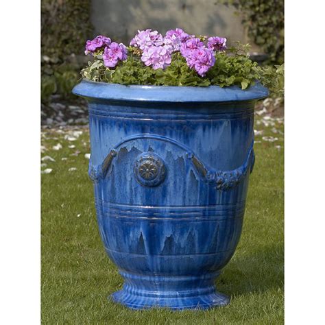 Extra Tall French Ceramic Anduze Urn Blue Kinsey Garden Decor