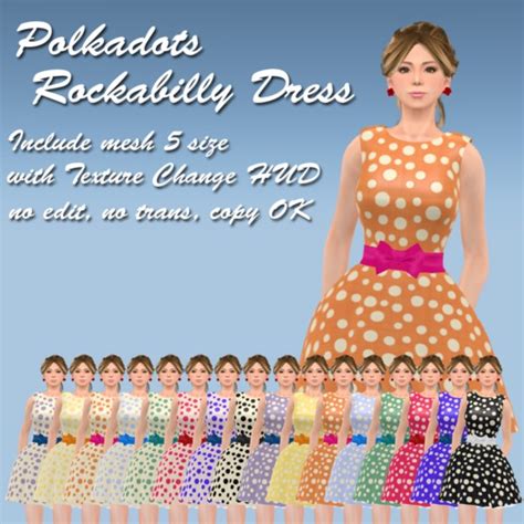 Second Life Marketplace Polkadots Rockabilly Dress