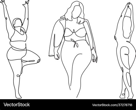 Body Positive Female Figure Line Art Royalty Free Vector