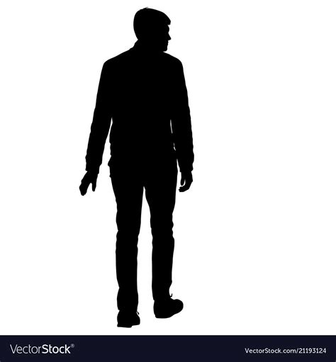 Black Silhouette Man Standing People On White Vector Image