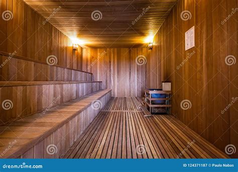 Interior Of A Wooden Sauna Stock Image Image Of Healthy 124371187