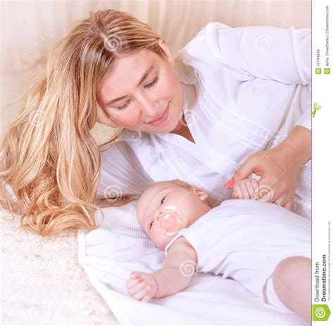 Happy Mother With Newborn Baby Stock Image Image Of Female Healthy