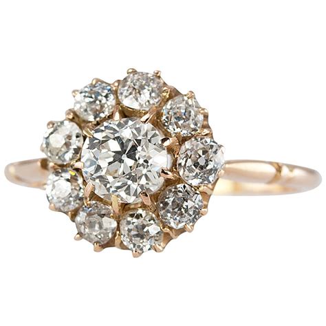 Victorian Diamond Gold Cluster Ring At 1stdibs