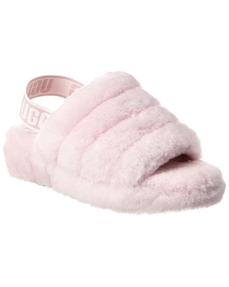 ugg fluff yeah sheepskin slingback slippers in pink lyst