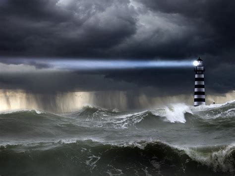 Storm Weather Rain Sky Clouds Nature Ocean Sea Lighthouse