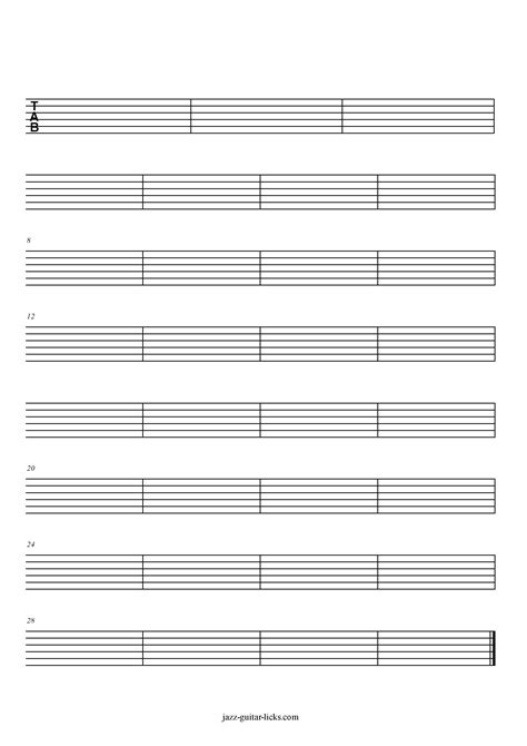 Guitar Tab Paper Printable