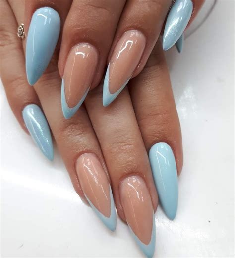 Pin By Agnieszka Rodziewicz On FRENCH Almond Acrylic Nails Blue